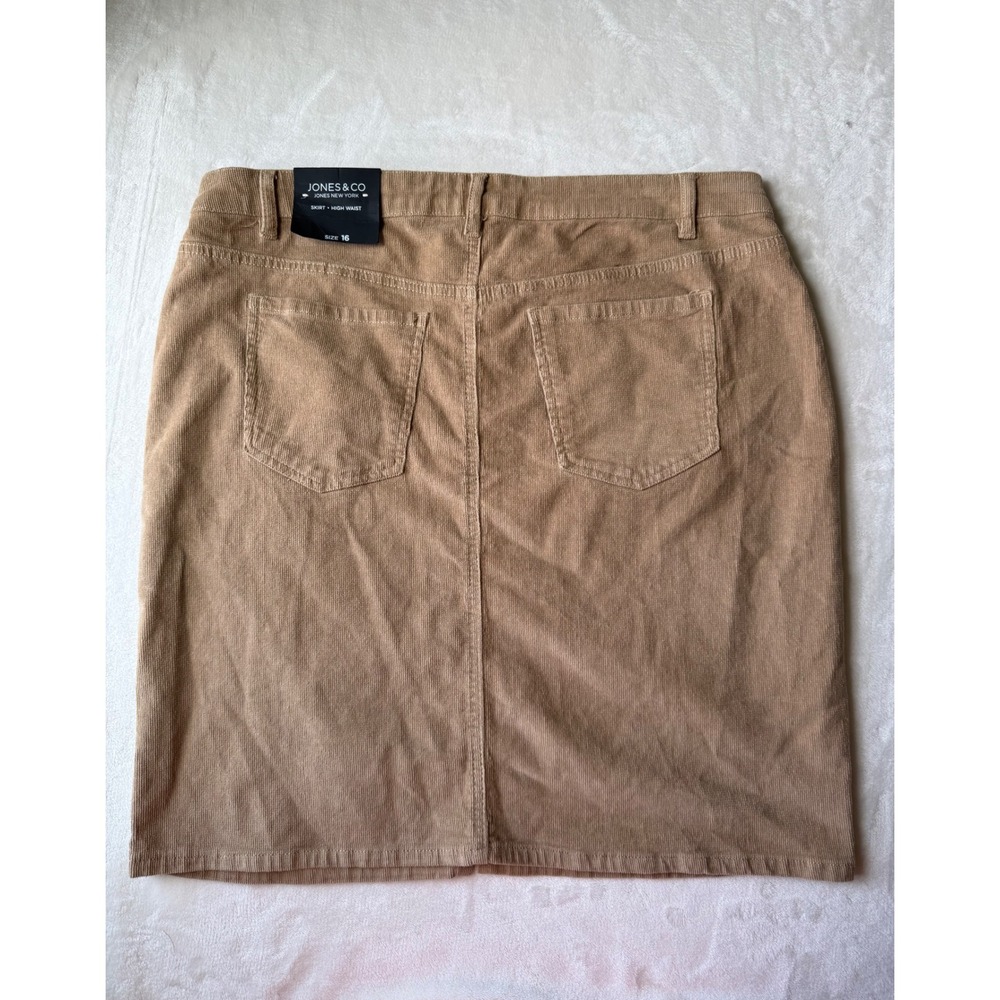 Jones New York Corduroy Skirt Tan High Waist Button Front Size 16 NEW - Picture 6 of 7